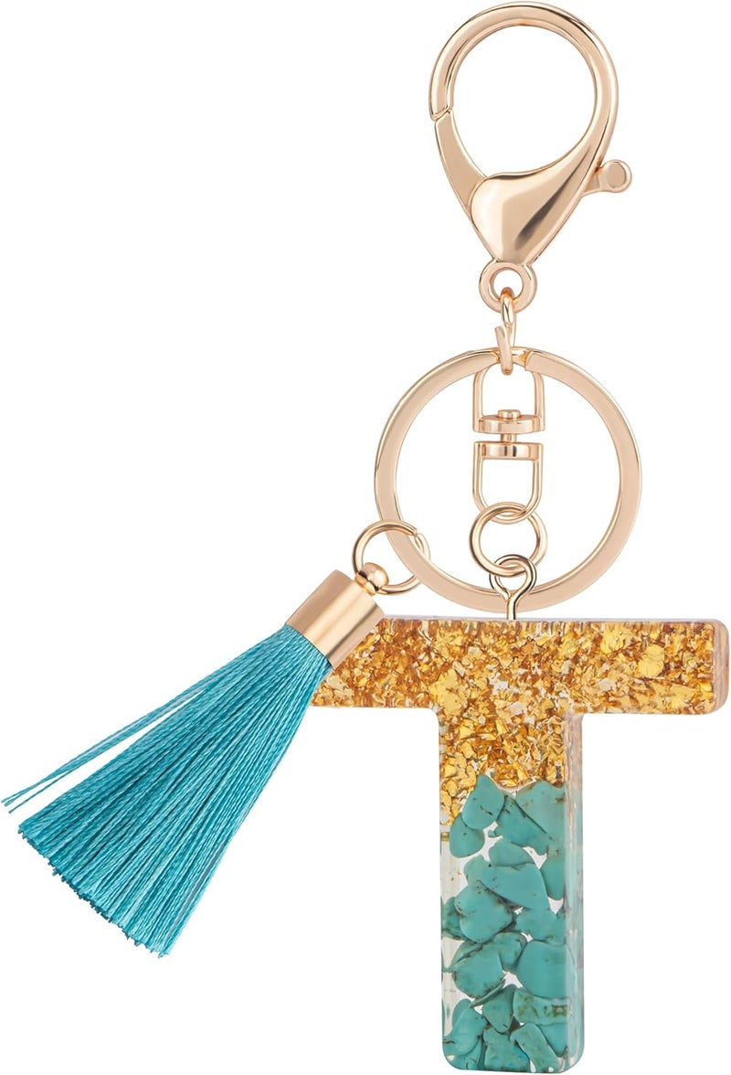 Suweibuke Cute Pink Key Chains for Women Girls, Initial Letter Keychains with Tassel, Charms for Key Purse Handbags Backpacks - Image 1
